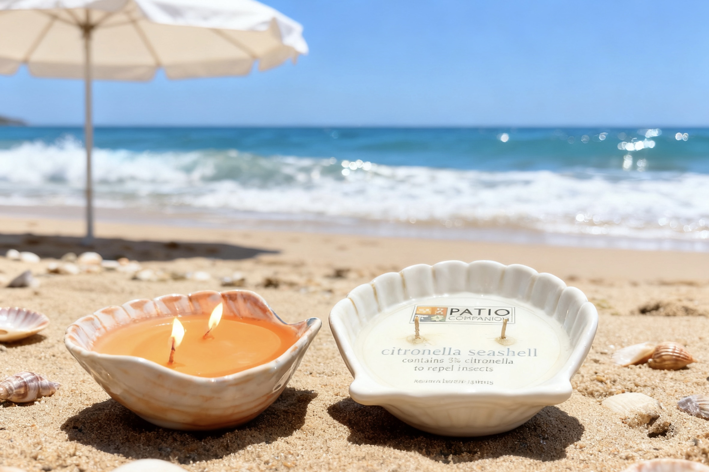 Large 2 wick Ceramic Scallop Filled Candle